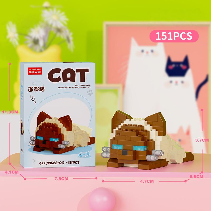 Cute Pastoral Teddy Dog Pet Building Blocks Micro-Granular Ornament Children's Toy Gifts New Product Cat And Dog Themed