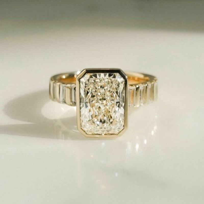 Vintage Luxe Ingelegd Synthetisch Zirconia Vierkante Damesring Bruid Verlovingssieraad Banket Accessoires Cadeaus