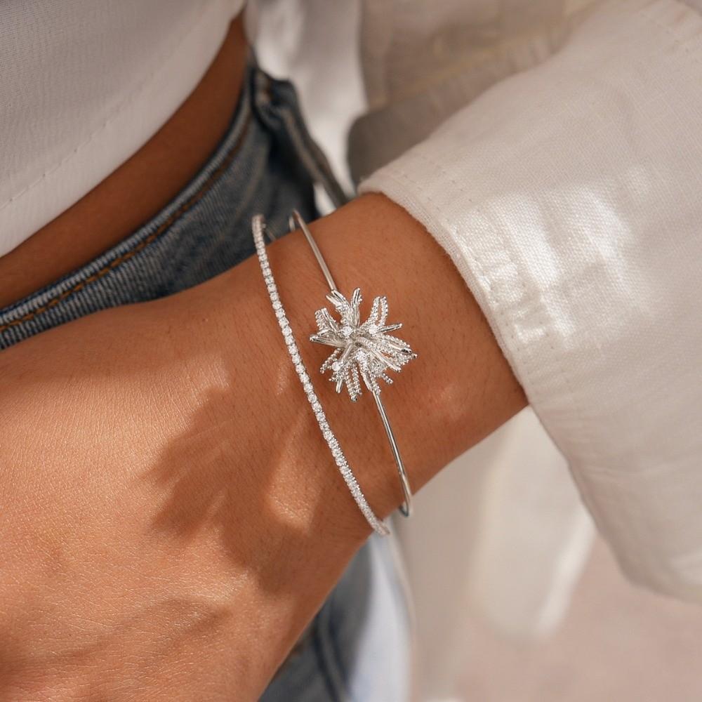 Arm Cuff Flower Cuff Bangles Zircon Exaggerated Bracelet  Party Dress Decoration