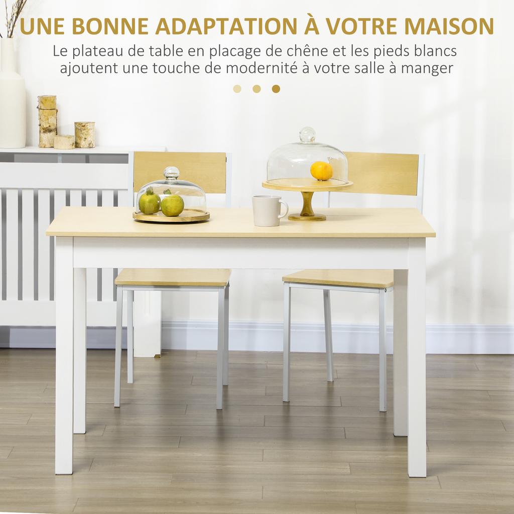 Modern Design Two-Tone Dining Room Table with Large Top 4-6 People In Wood Dim. 119L X 70W X 75H Cm