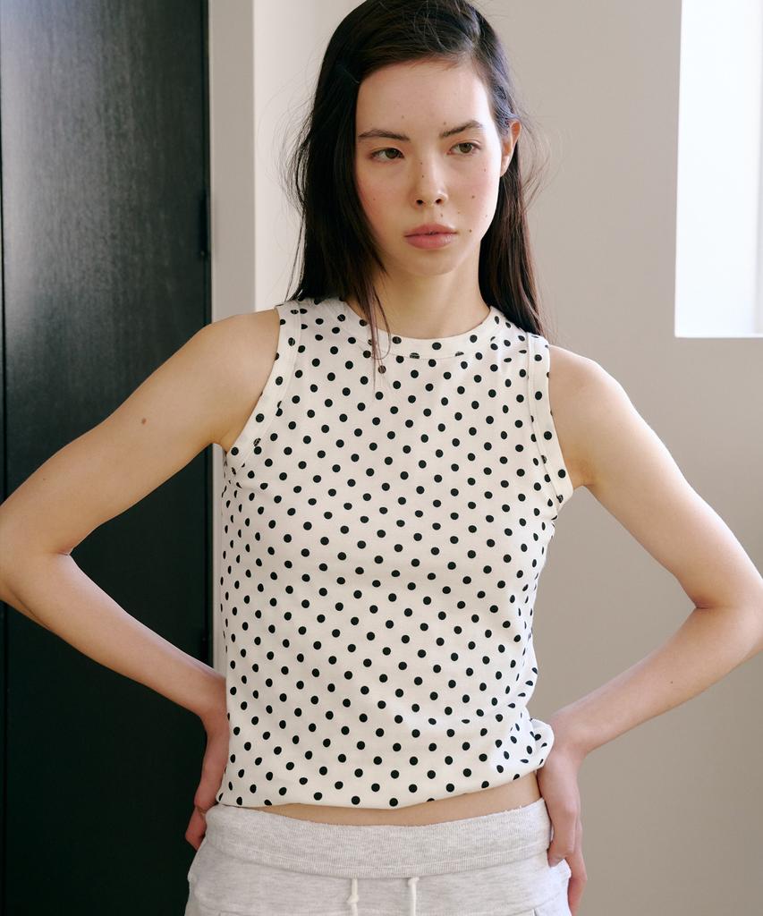 FUNFROMFUN Dotted Tank Top, White