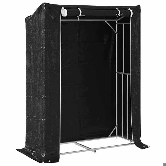 VidaXL Portant de bois de chauffage et housse de pluie acier galvanisé, stockage de bûches, porte-bûches de cheminée, 4104953