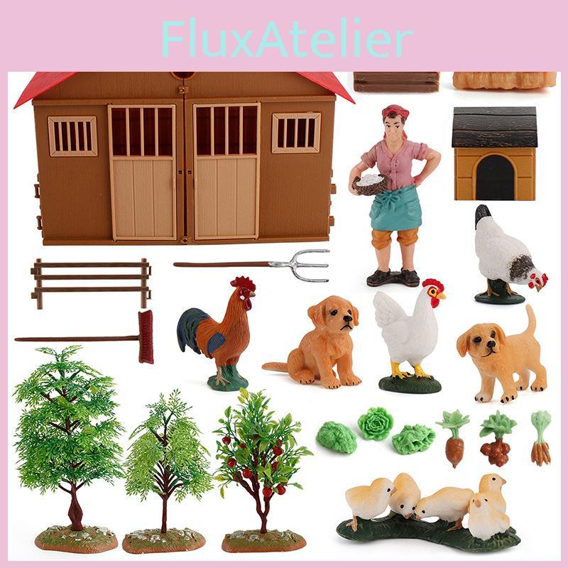 Rustic Farmhouse Pvc Figurine Collection With Animal Models And Small Landscape Scenes For Enthusiasts