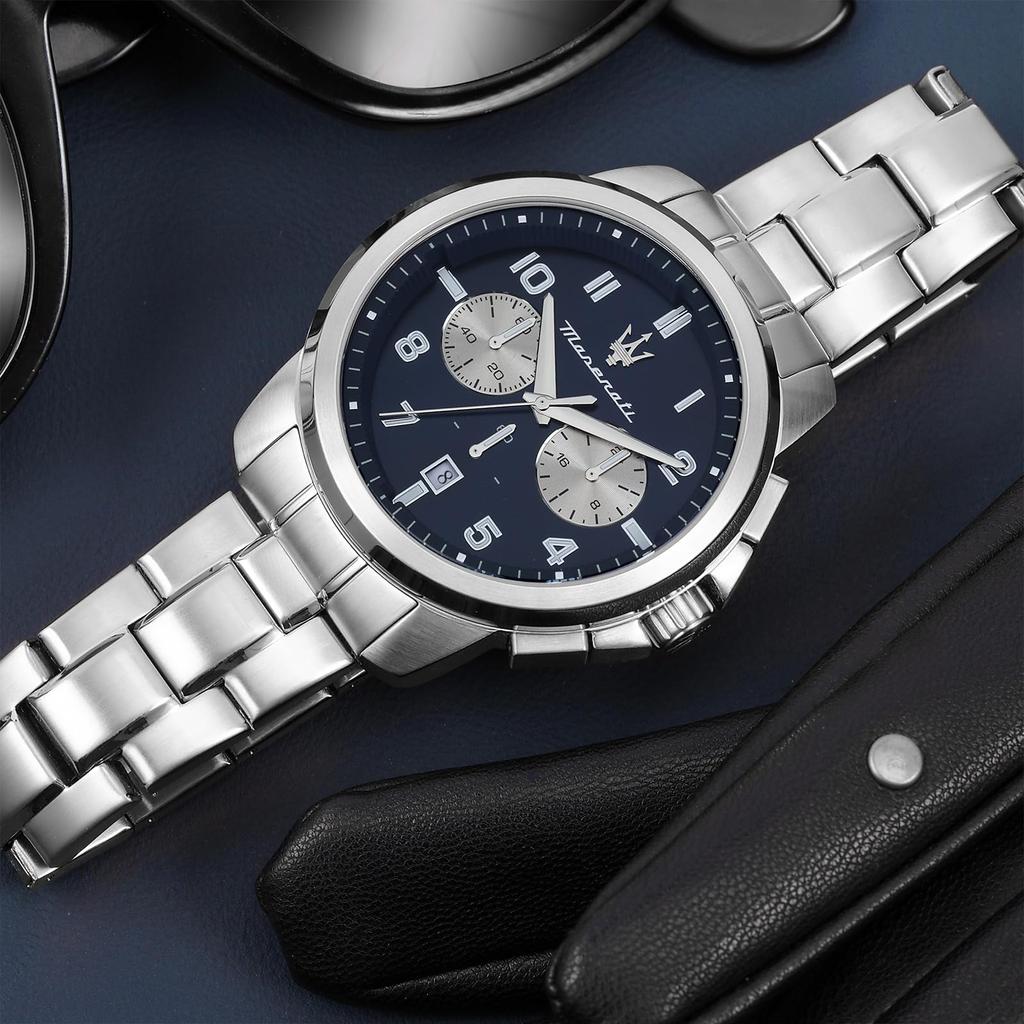 Maserati Men's Watch Successo 44mm Silver Chronograph Quartz
