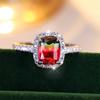 Luxury Female Crystal Red Blue Green Rainbow Zircon Stone Engagement Ring Vintage CopperColor Wedding Jewelry For Women