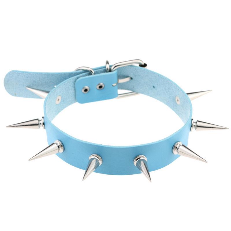 PU kožený gotický náhrdelník obojok Sexy špica okrúhly prsteň Kľúčna kosť Punk Rock Retiazka Choker Opasok Nastaviteľný golier Choker Cosplayer Halloween doplnok