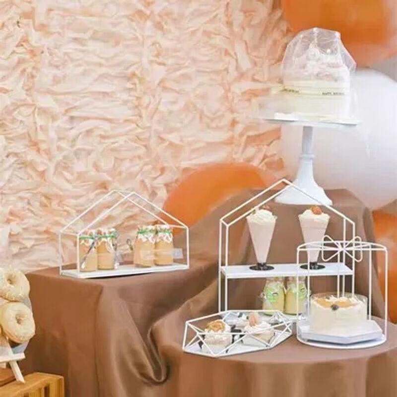 Elegant White Iron Art Dessert & Cake Display Stand Sets