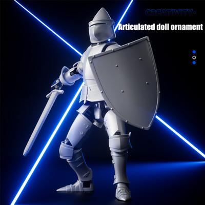 Figura de ação de cavaleiro de armadura com acessórios articulações móveis 3D impresso medieval guerreiro robô modelo brinquedo alívio do estresse articulado manequim decoração