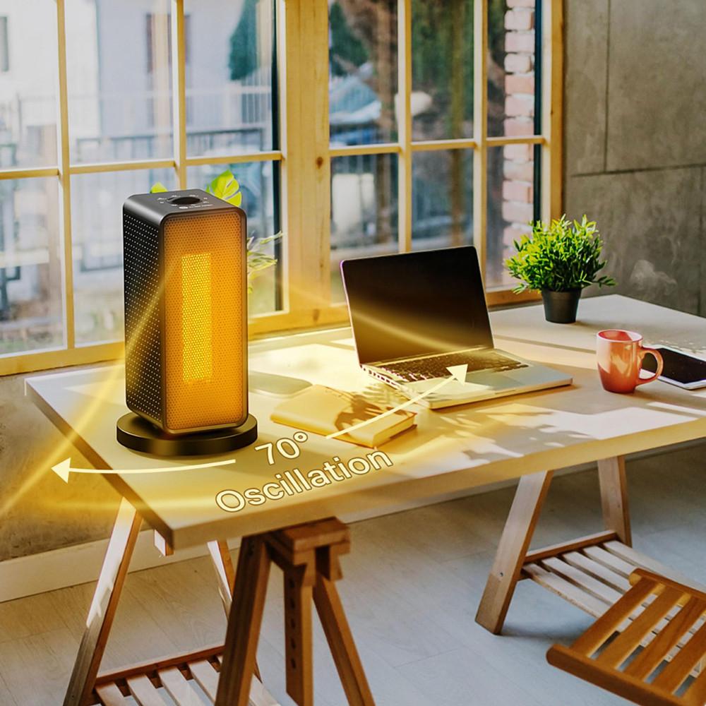 Household Portable Electric Heater PTC Fast Heating Vertical Warmer Machine Bedroom Office 70° Shake Head Heating Fans