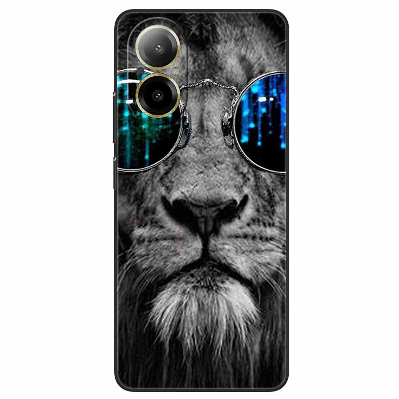 

For Realme C67 4G Case Animals Painted Black TPU Silicone Soft Bumpers for RealmeC67 4G C 67 RMX3890 Phone Covers Wolf Cool Bags Realme C67 4G