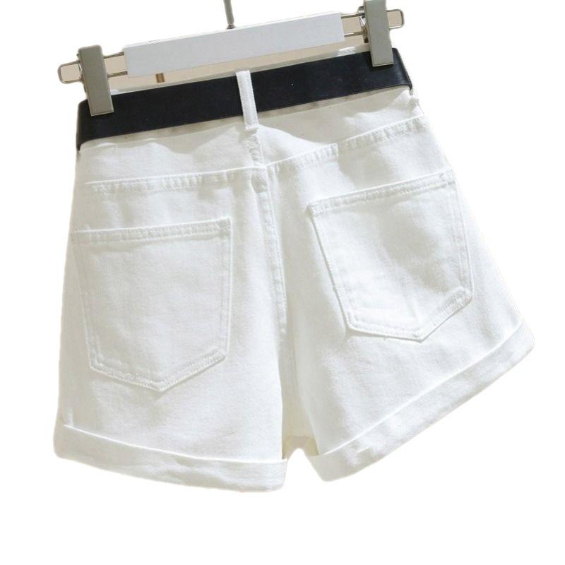 High Waisted Denim Shorts Women Spring Summer Korean Version Loose Slimming Rolled Edge Wide Leg A Line Pants