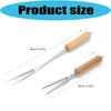 Metal Fork Head Barbecue Fork with Wooden Handle Twin-Tip Cooking Fork for Backyard Barbecue Meals and Kitchen Use