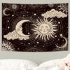 VIKAMA Sun and Moon Totem Tapestry Bohemian Black and White Starry Sky Wall Hanging for Bedroom Living Room Dorm Home Decor