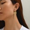 INS Hot Sale Gold Plated Metal Geometric Square Drop Earring Women Stainless Steel Irregular Rhinestone Pendant Punk Ear Jewelry