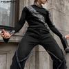 INCERUN Men Spring Long Sleeve Print Undershirts Casual Slim Zipper Hem Tops