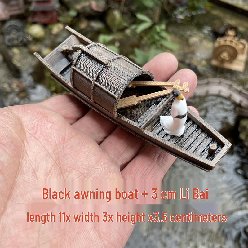 Floating Chinese Antique-Style Fishing Boat Model: Outdoor and Indoor Aquatic Landscape Decor
