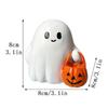 Cute Ghost Statue Halloween Ghost Holding Pumpkin Statue Resin Spooky Halloween Ghost Figurine Ornament Home Desktop Decor