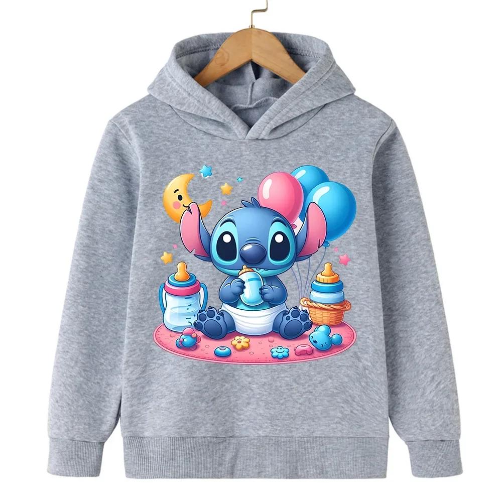2025 New Stitch Children's Hoodie Cartoon Print Boys and Girls Adorable Multi Functional Fashion Autumn/Winter Christmas Top
