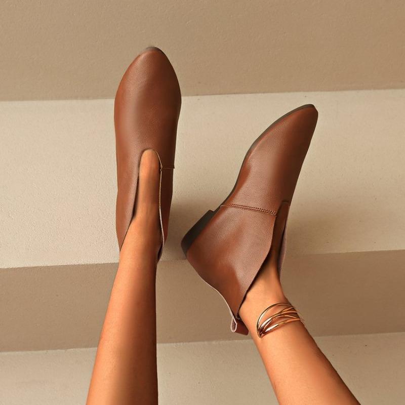 Shoes Female 2025 Plus Size Ankle Women's Boots Retro Modern Boots Women Sewing Pointed Toe Slip on Low Heel Outdoor Shoes Women