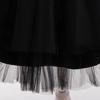 Girls' Halloween Witch Party Dress with Orange Patchwork Mesh Puff Skirt and Short Sleeves
