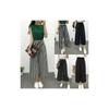 Wide Korean Women Leg High Waist Loose Baggy Casual Striped Crop Trousers Pants