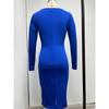 Damen Langarm Rundhals Französisch Retro Slim Langes Kleid