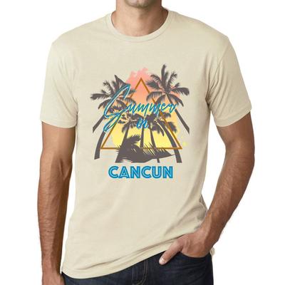 Pánské vintage tričko s grafikou letní trojúhelník Cancun Natural