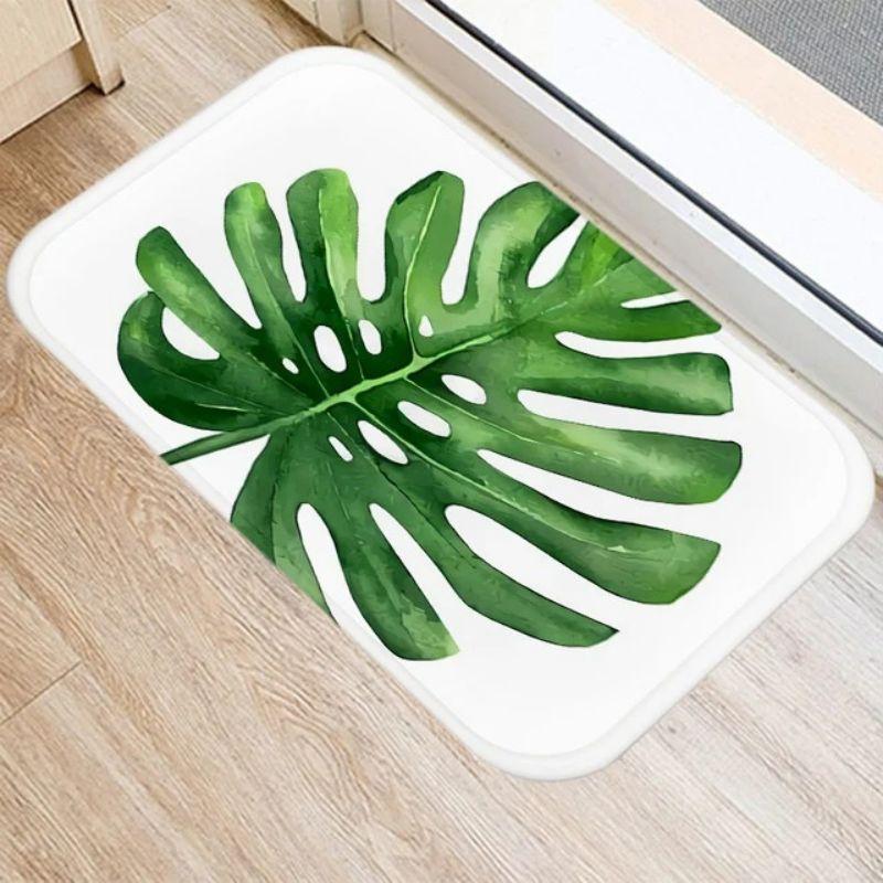 Tropical Plants Leaf Mat Kitchen Rugs Anti-slip Home Hallway Bedroom Entrance Carpets Washable Bathroom Porch Decorative Doormat