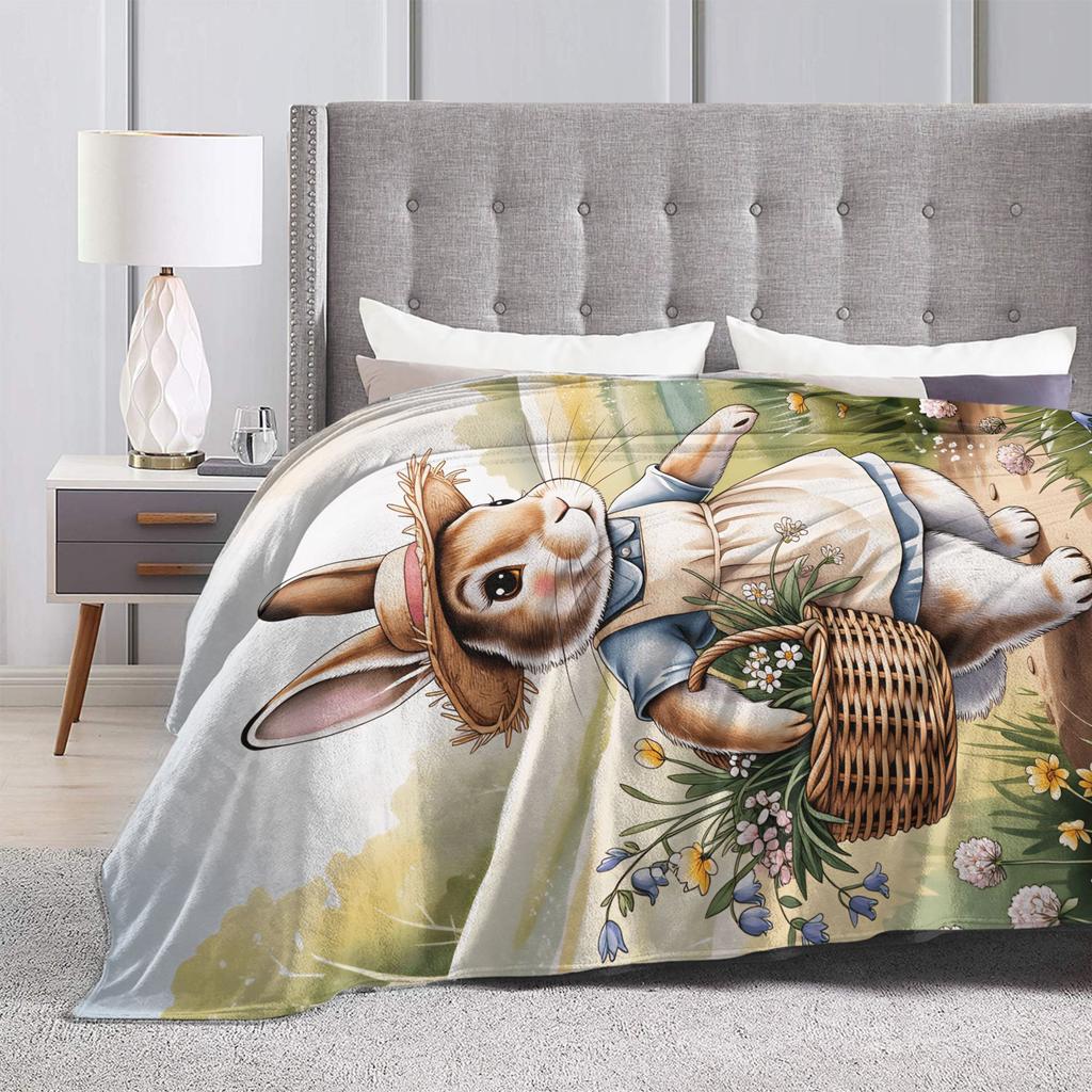 Warm Throw Blanket Travel Office Easter Bunny Blankets  Flannel Bedspread For Bedroom Trend Sofa Bed Cover