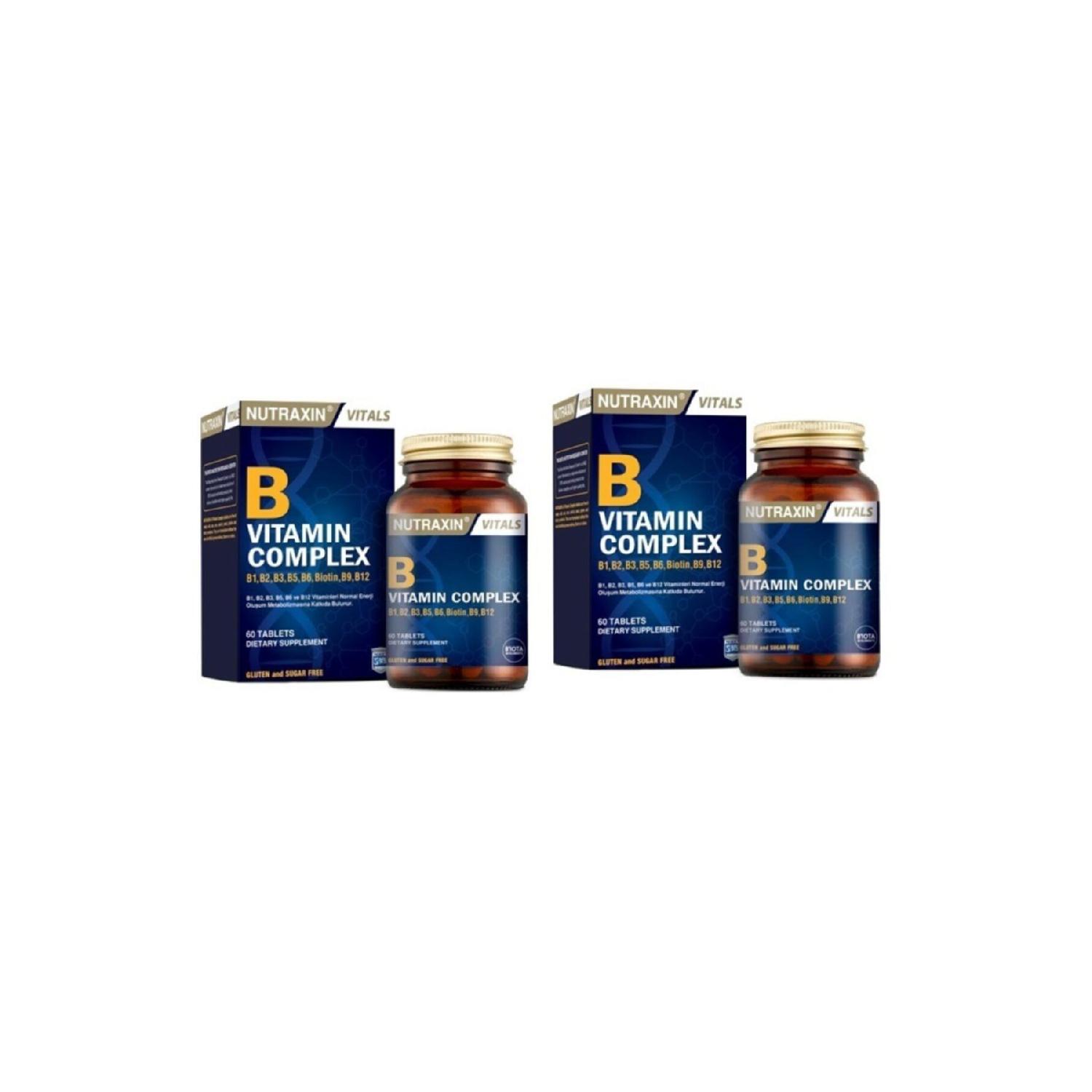 

B1, B2, B3, B5, B6, B12 Vitamins B Vitamin Complex 60 Tablets*2 Pieces
