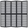 5 Piece Black Solid Wood Paulownia Folding Screen
