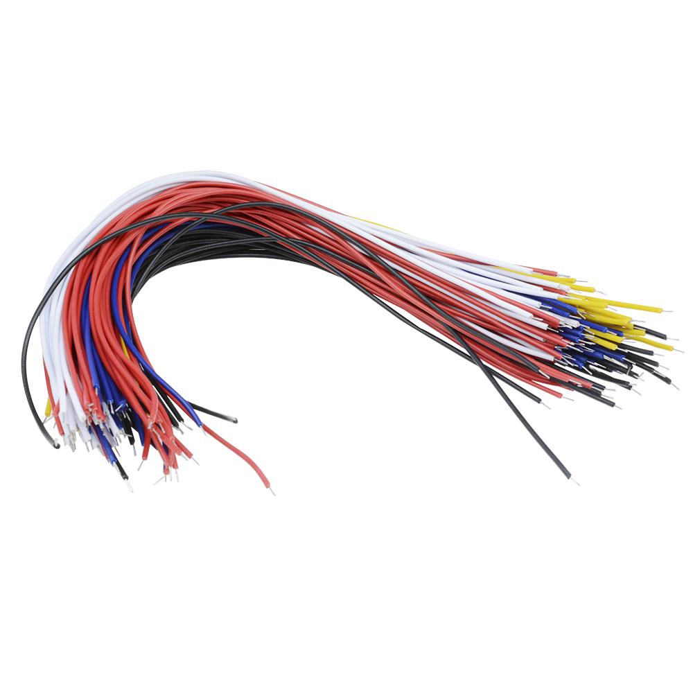 100PCS 26AWG Double Head PCB Solder Cable 26AWG Fly Jumper Wire Cable Tin Conductor 5 Color Tinned Copper Wire