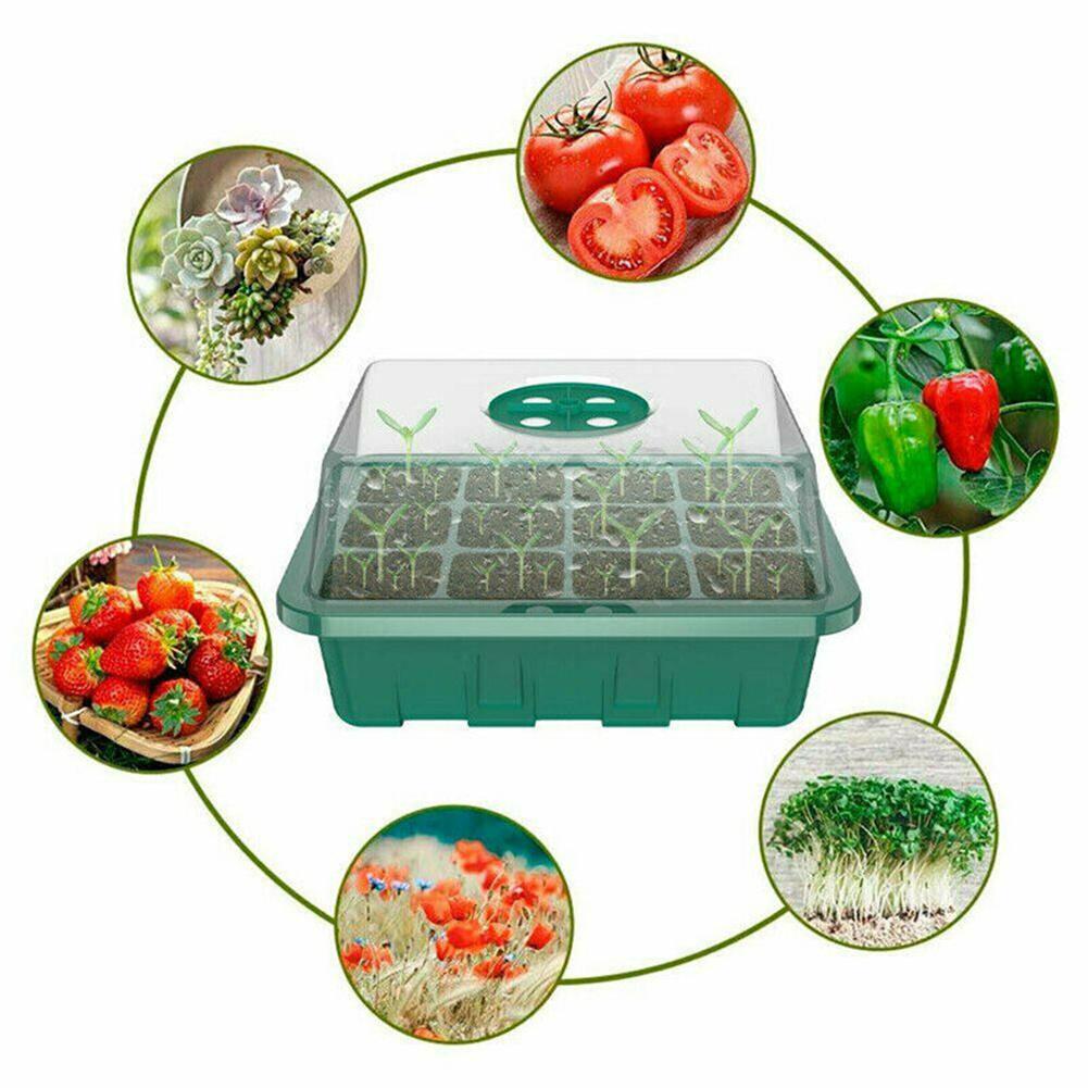 12 Seed Trays Set Rectangle Deep Root Grow  Box Indoor Outdoor Cell Seedling Starter Tray Plant Pots For Bonsai Flowers Herbs