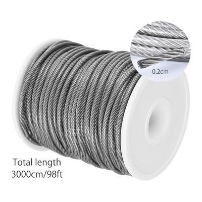Stainless Steel Cable Wire Rope Kit with Hooks 30m Wire Cable Rope Garden Wire Railing, Outdoor Tent Rope, Cable Hanging Kit