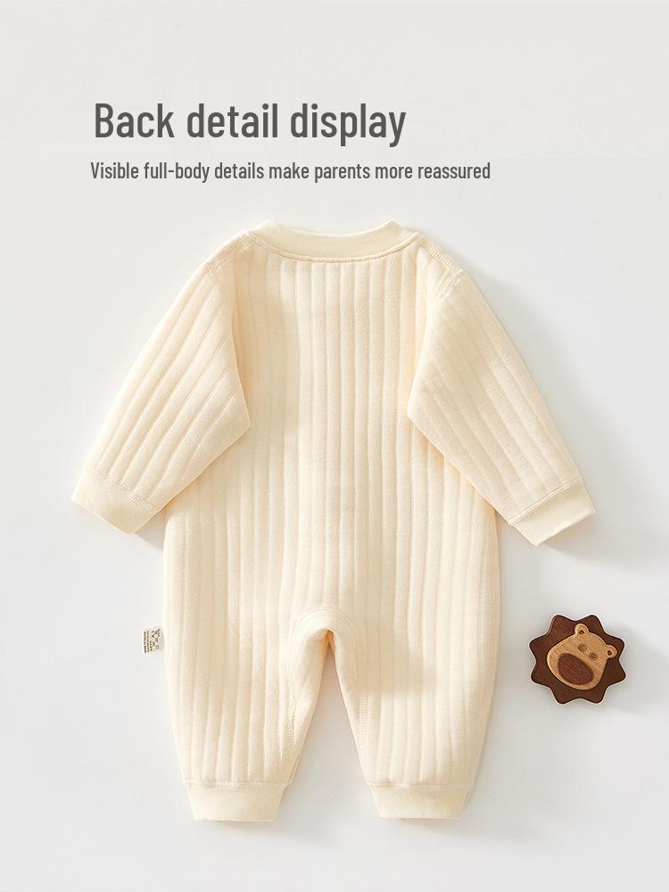 Infant Cotton Long-Sleeved Romper: Warm, Soft, Boneless Suit for Spring, Autumn, and Winter