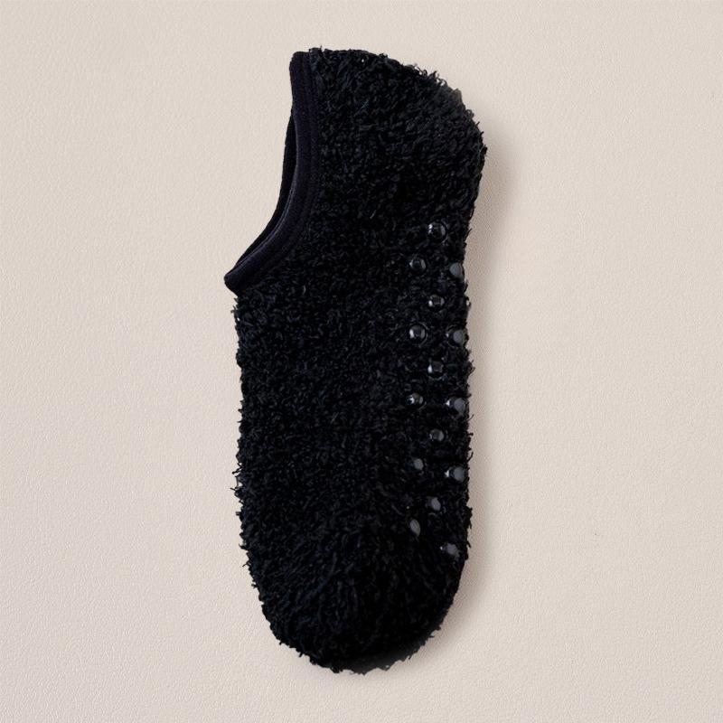 Coral Fleece Socks Women's Plush Floor Socks To Keep Warm In Autumn Winter Indoor Home Furnishing Plus Velvet Non-slip Short Tube Sleeping Boat Socks