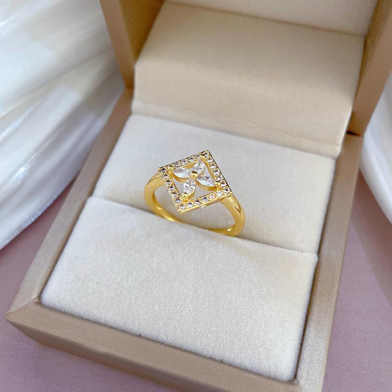 Colorful Zircon Big And Small Flower Rings For Women 2022 Delicate New Fashion Jewelry Ring Adjustable Bijoux Gifts