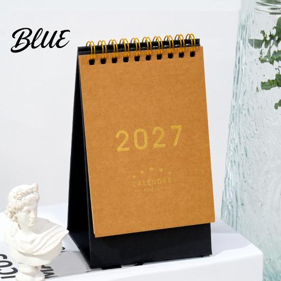 Planlama için Masa Takvimi 2027 Takvimi Ayaklı Çevirmeli Masaüstü Minimalist Altın Folyo Kapak Kırtasiye Günlük Görevler Aylık Planlayıcı Kalın Kağıt