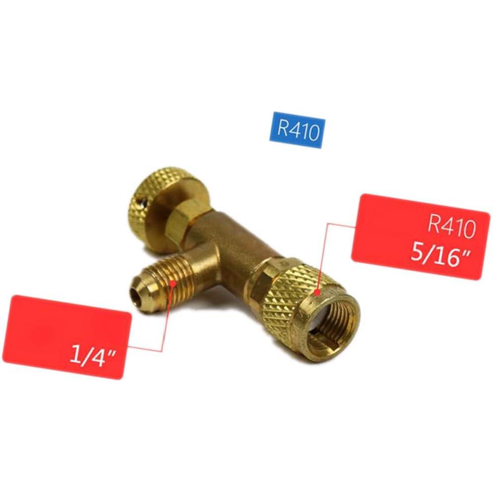 PolaLander 1pc R410A Air Conditioning Refrigerant Valve Adapter 1/4" SAE Male To 5/16" SAE Female Charging Hose Flow Control Valves
