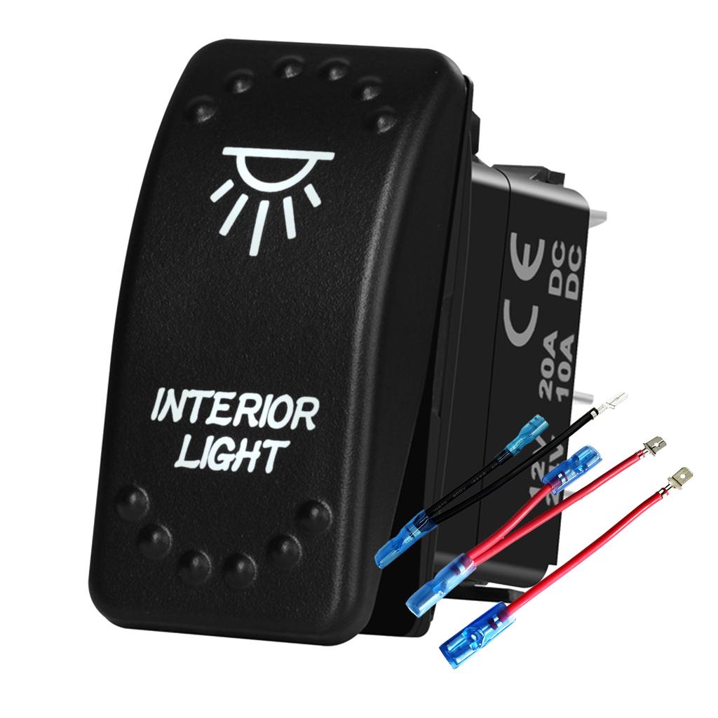Waterproof White LED Rocker Switch for Light Bar Spot Lights 5P/7P ON-OFF-ON 12V/24V Heavy Duty for Car Boat Truck SUV 4x4 Hilux