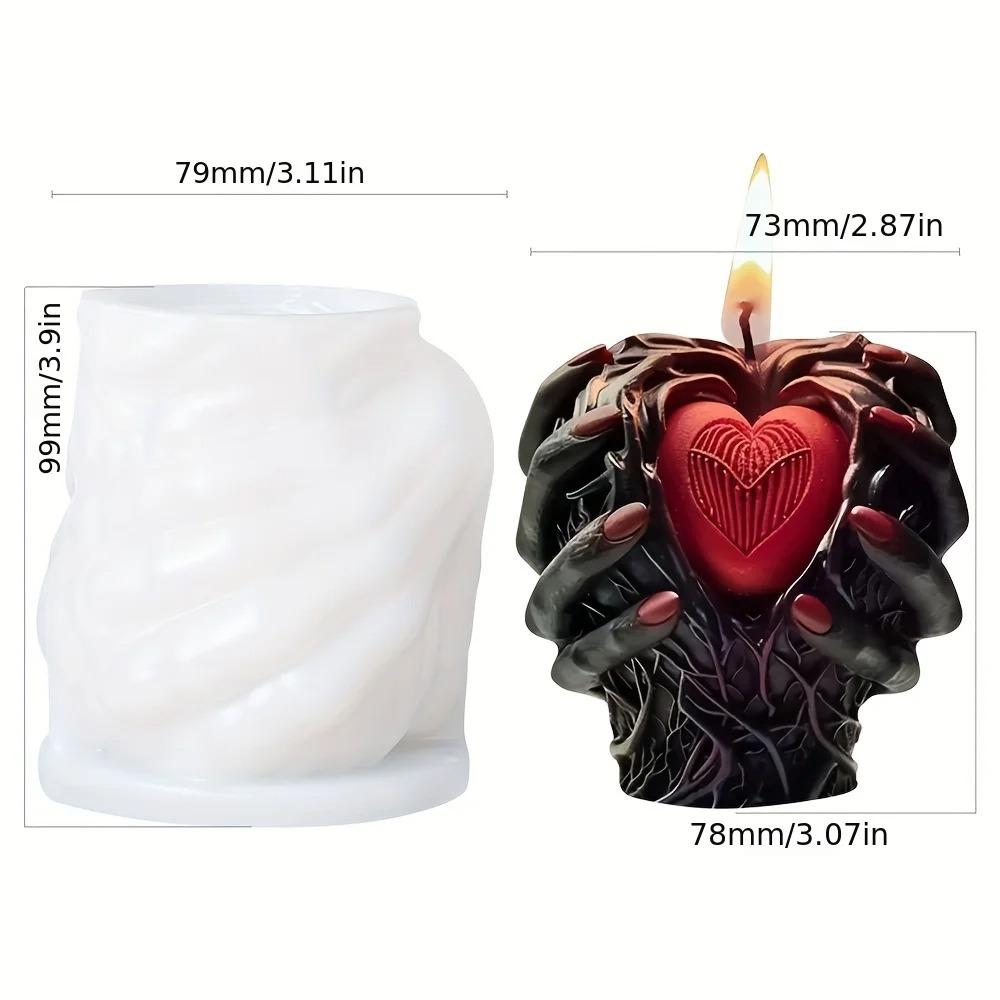Ruční držení krevní cévy Srdce Pryskyřičná forma Halloween Monster Claws Svíčka lásky Silikonová forma Malování strašidelného domu Sada na výrobu svíček ze sádry
