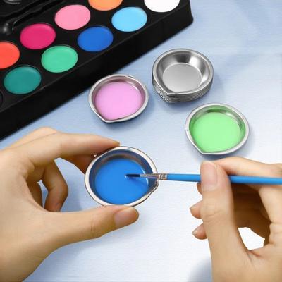 12 Stück Edelstahl Malfarbschalen Ölfarbpaletten Farbmischbecher Farbmischer Kinder DIY Malwerkzeuge