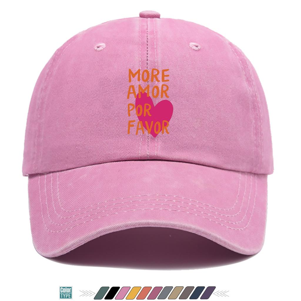 Pc MORE AMOR POR FAVOR Spanish Lettering Baseball Cap  Adjustable Duckbill Hat with Heart Print  Buckle Closure Lightweigh