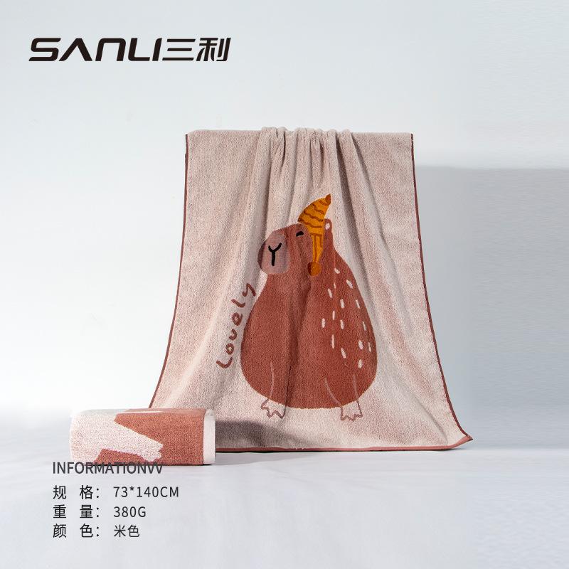 

Towel New Kapibara pure cotton enlarged and thickened absorbent male and female adult household bath towel 73*140 бежевый