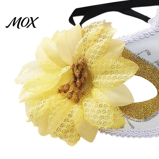 Fancy Dress Accessory Masquerade Masque for Women, Glitter Venetian Half Face with Side Floral Party Flower And Feather Halloween Costume, Mardi Gras,