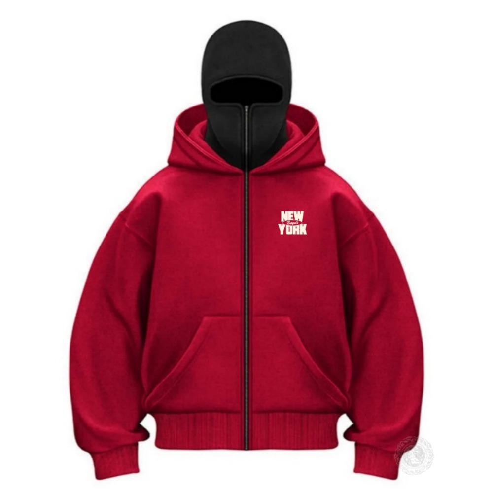 Ny Herre Balaklava Zip Hoodie Vinter Varm Casual Genser Med Hette Ansiktsmaske Glidelås