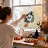 Acrylic Hanging Ornament 2D Ghost with Witch Hat and Plants Decorative Window Suncatcher for Indoor Use with Chain