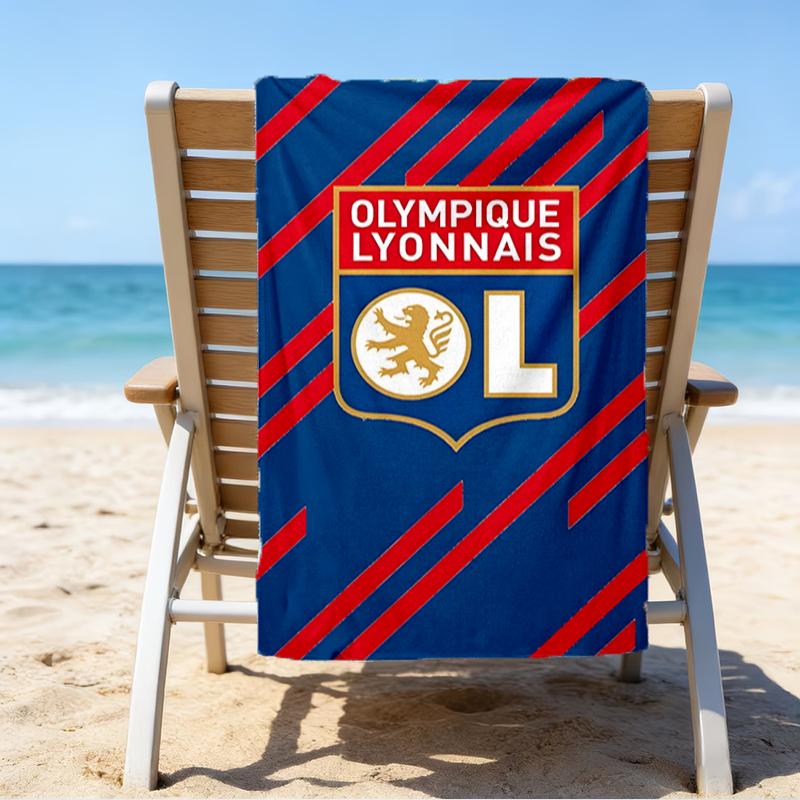 Lyonnais Football Crest Beach Towel - Soft, Absorbent Microfiber, Lightweight, Ideal for The Beach, Parties, Travel, Camping fan gifts