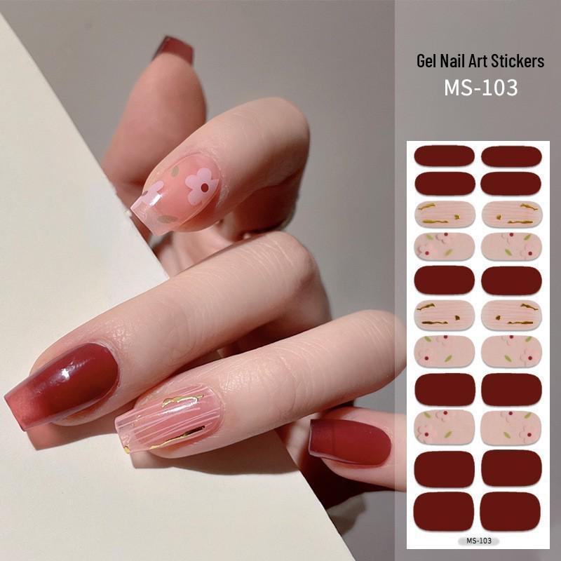 New Style Red Book Gel Nail Stickers: Semi-Western, Korean No-Bake Nail Art