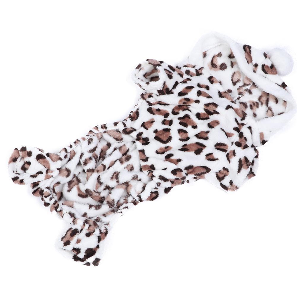 Haustier Hund Katze Plüsch Niedliche Kleidung Leopardenmuster Kostüm Nachtwäsche Warmhalten Kapuzendesign für Herbst und Winter